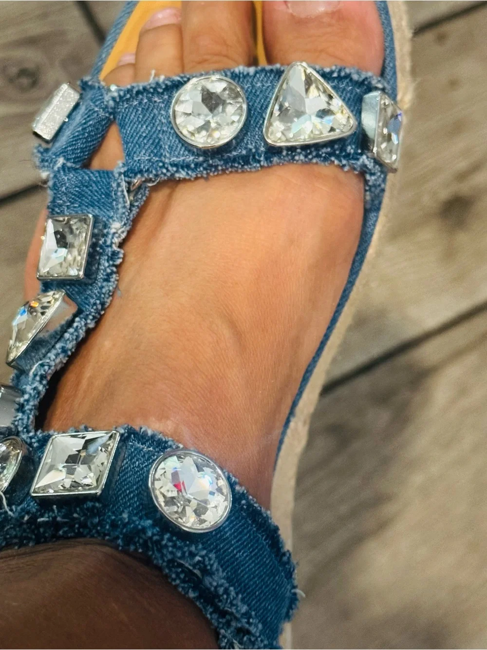 Giani Bernini Denim Blue Jeweled Strappy Sandals